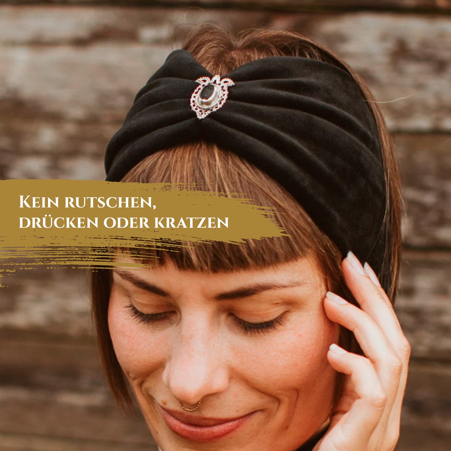Strong Women Breitcord Haarband rost - mit Edelsteinen verziert
