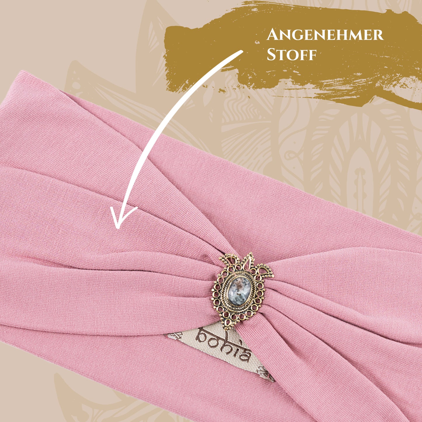 Boho Haarbänder Jersey mit Edelsteinen verziert in 5 Farben in rosa, rot, schwarz Tönen