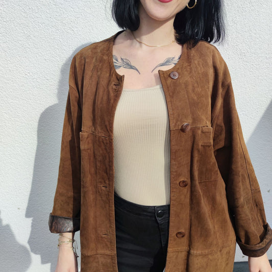 Vintage Lederjacke Boho Elefant braun Gr. M