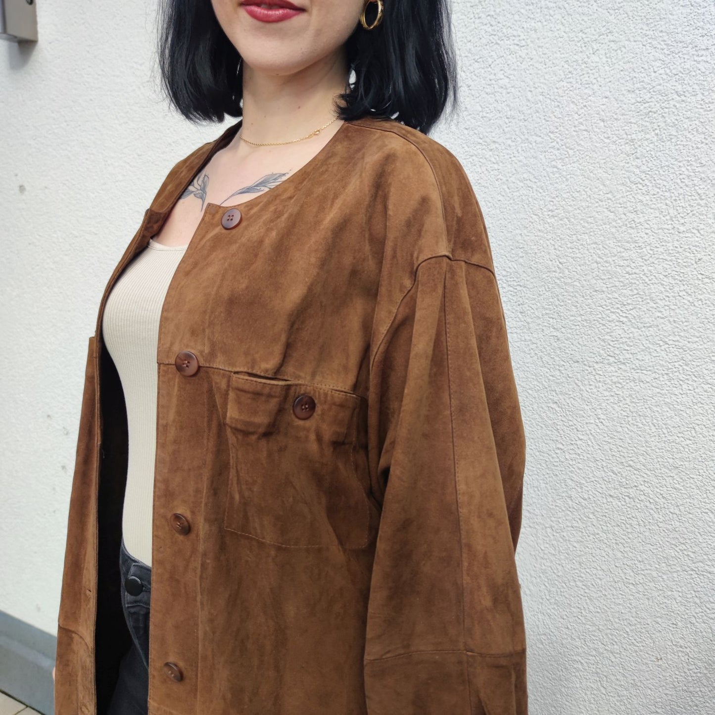 Vintage Lederjacke Boho Elefant braun Gr. M