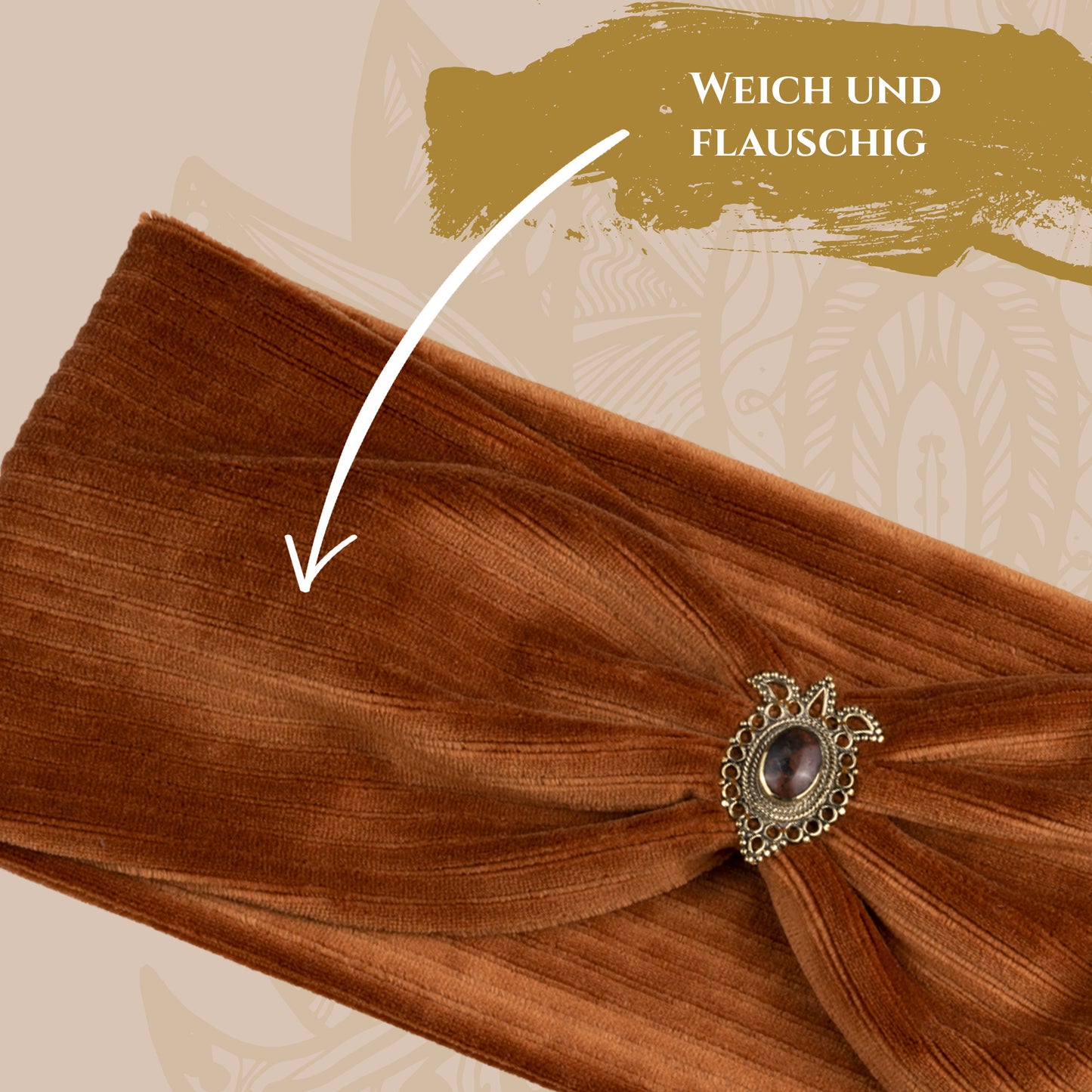 Strong Women Breitcord Haarband rost - mit Edelsteinen verziert