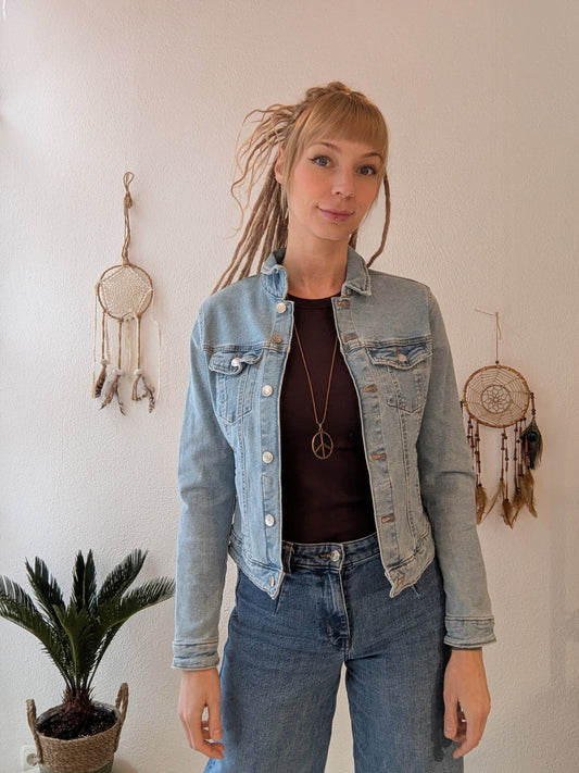 Vintage Jacke ägyptische Katzen Ankh-Kreuz Gr. XS