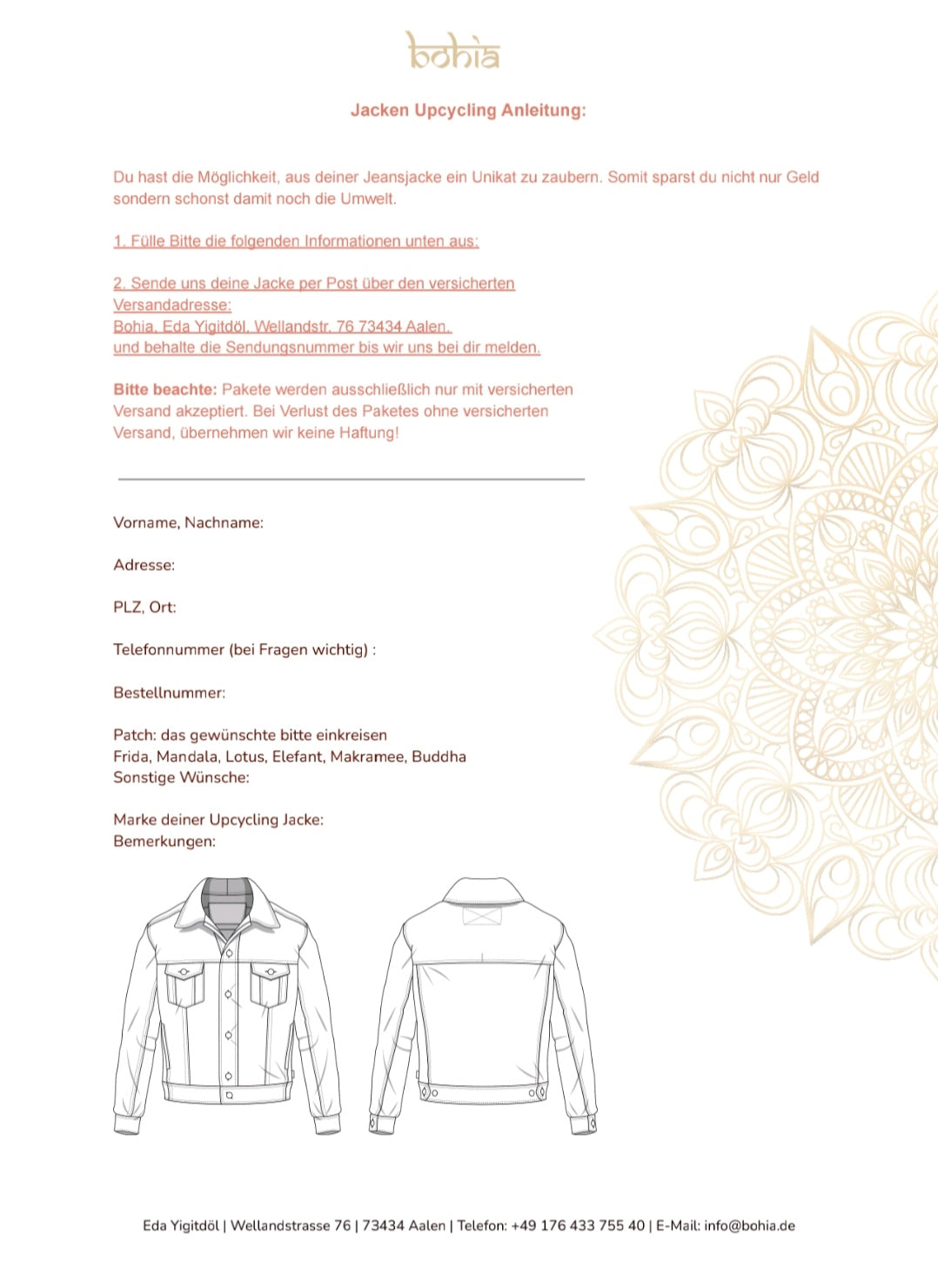 Upcycling mit DEINER Jeansjacke - Buddha