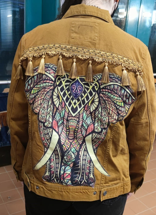 Upcycling mit DEINER Jeansjacke - Hippie Elefant