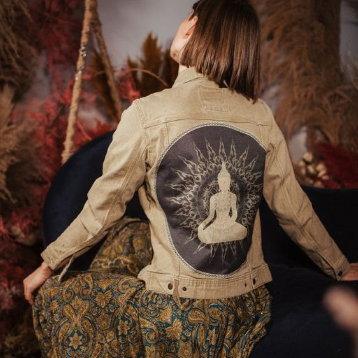 Upcycling mit DEINER Jeansjacke - Buddha