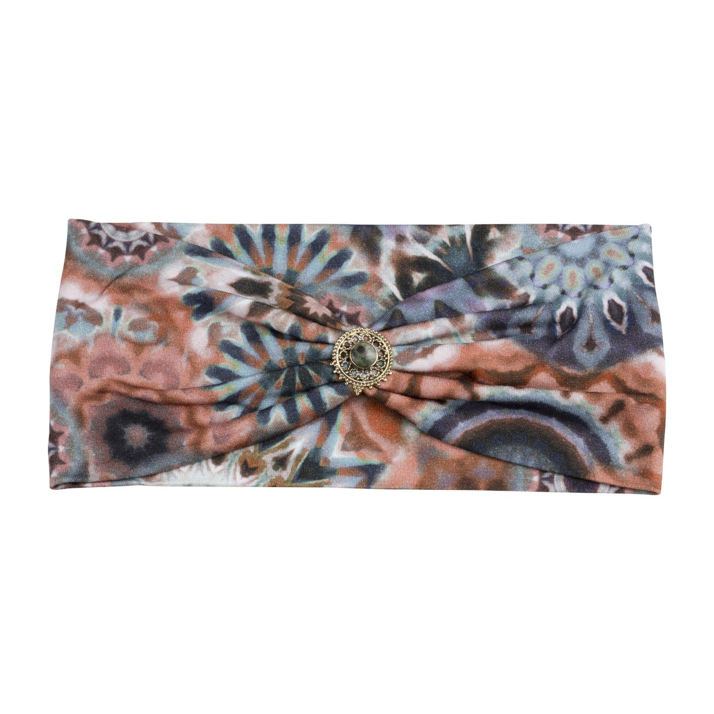 Batik Jersey Haarband mit echten Edelsteinen verziert