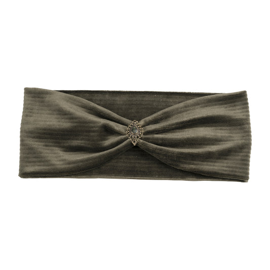 Strong Women Cord Haarband Khaki - mit Edelsteinen verziert