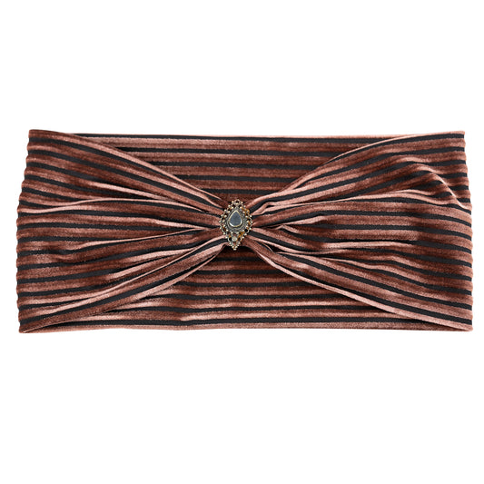 Exclusive Haarband aus Samt in Bronze /- Schwarz mit Edelsteinen verziert