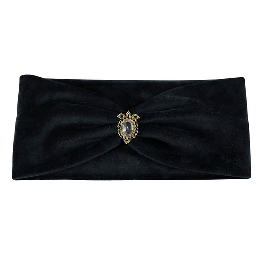 Black Moon Haarband aus Samt in schwarz - mit Edelsteinen verziert