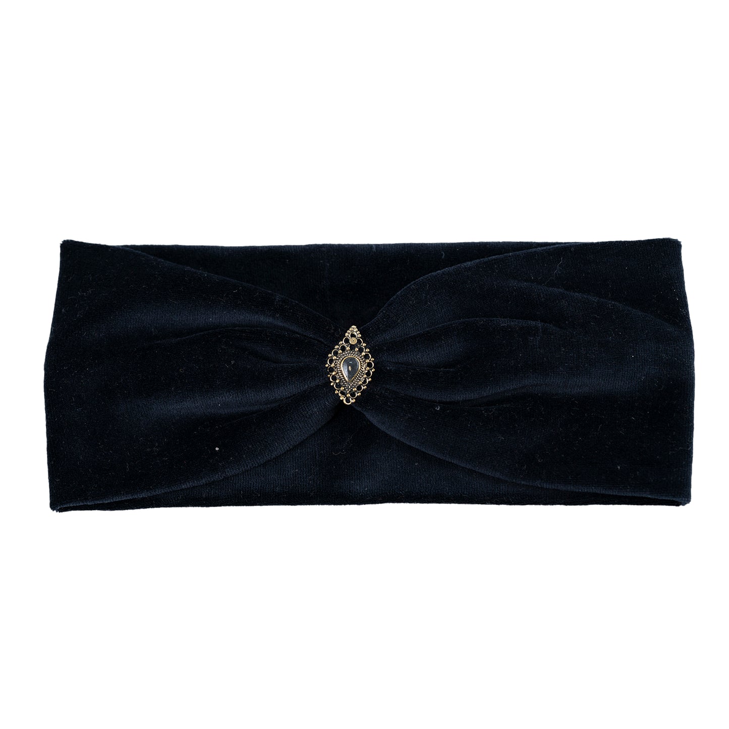 Boho Haarband in schwarz - aus Samt mit Edelsteinen verziert