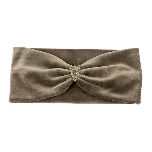 For Your Soul Haarband aus Samt in Khaki - mit Edelsteinen verziert