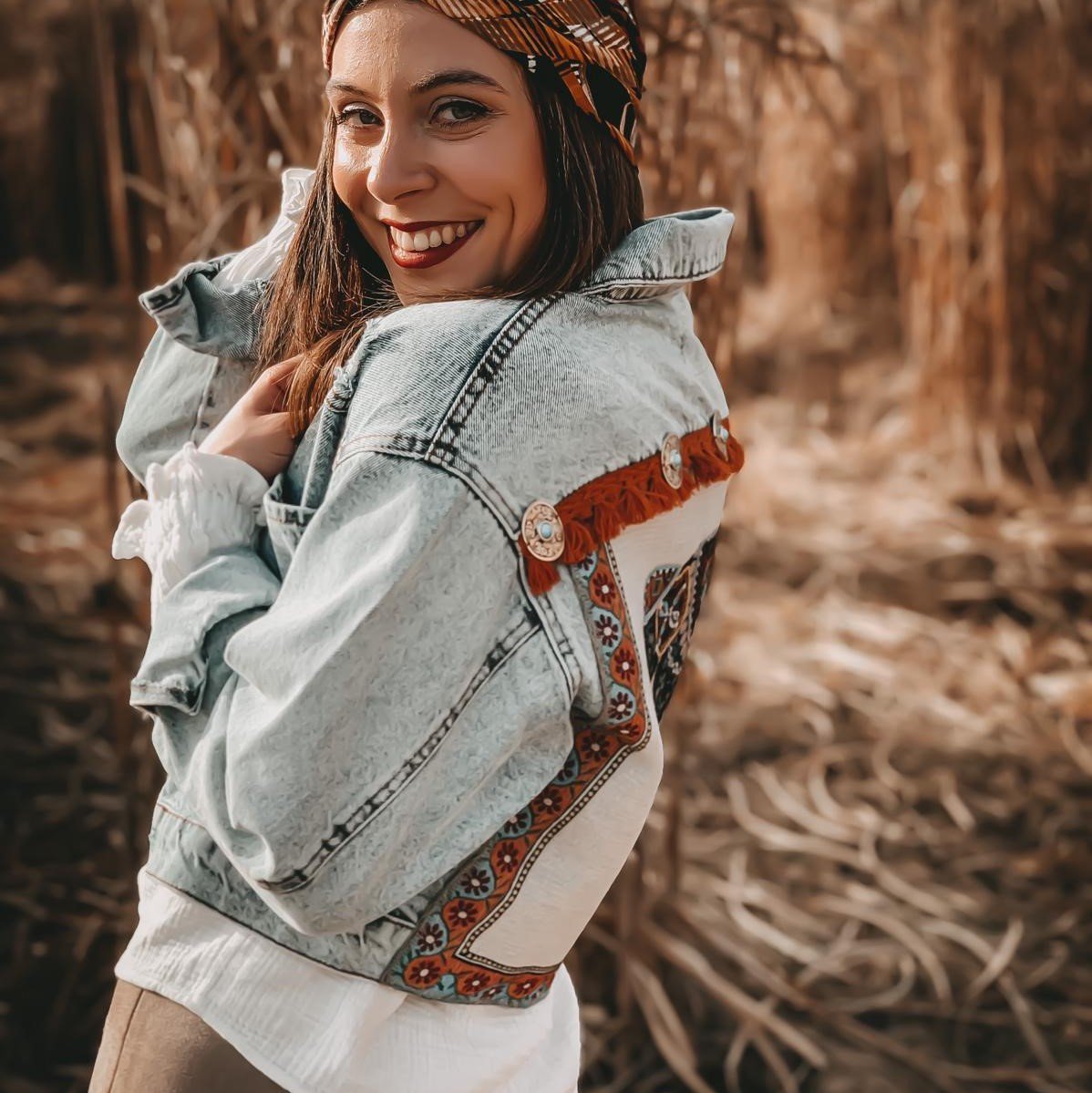 Krafttier Elefant - Boho Jeansjacke