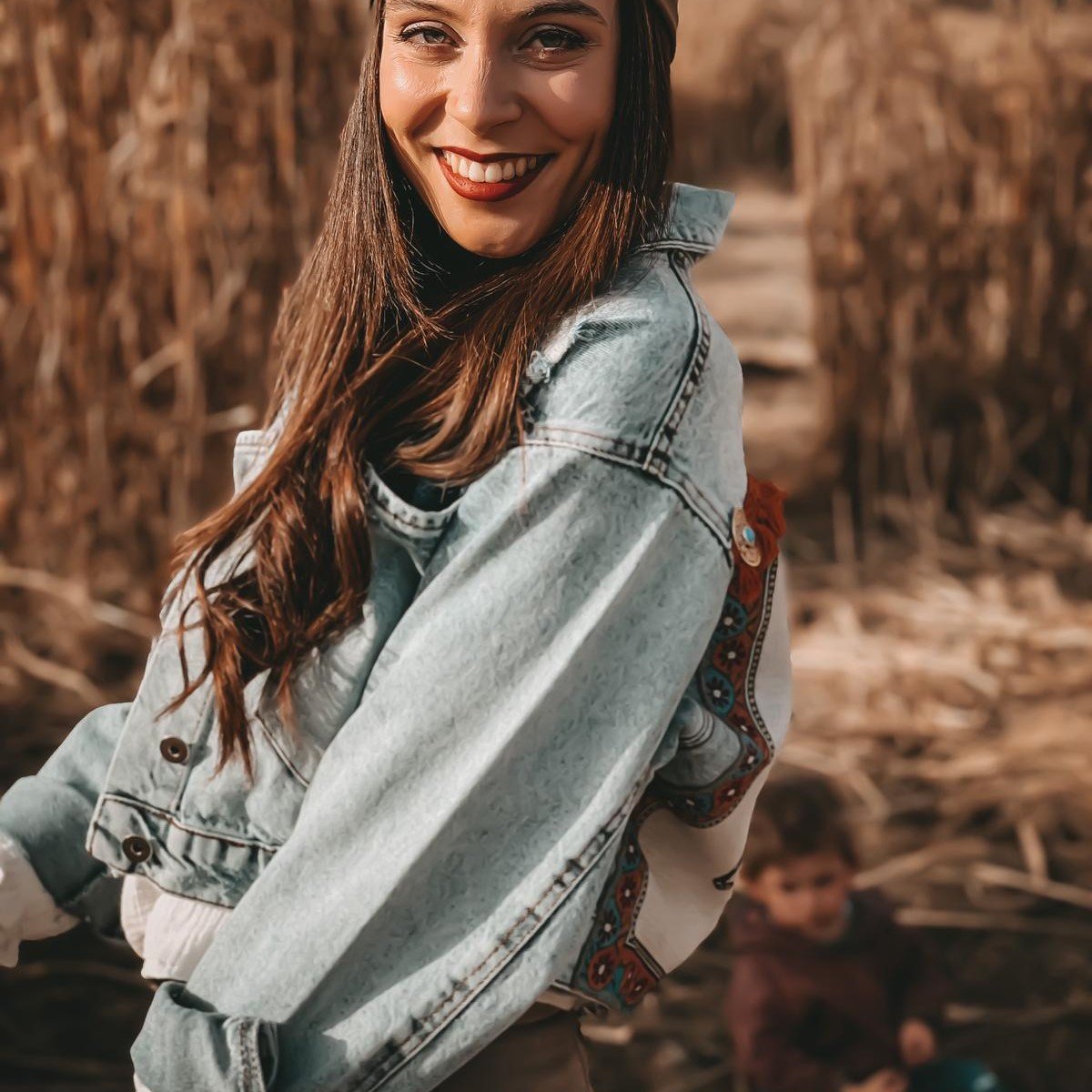 Krafttier Elefant - Boho Jeansjacke
