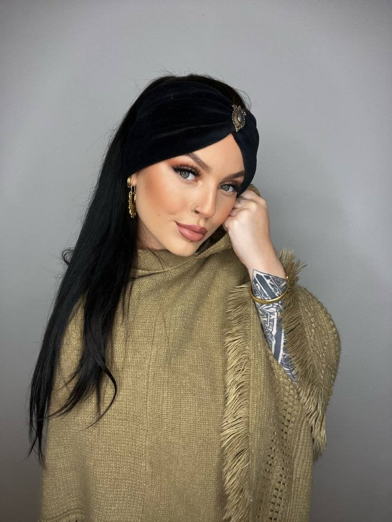 haarband damen, stirnband, haarband schwarz, kopfschmuck, haarschmuck, boho haarband, bohia, haarband mit stein, haarband mit edelstein, haarband samt, winter haarband