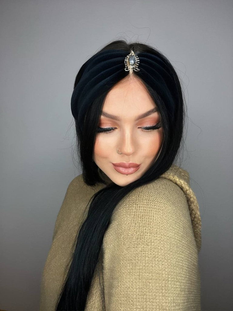 haarband damen, stirnband, haarband schwarz, kopfschmuck, haarschmuck, boho haarband, bohia, haarband mit stein, haarband mit edelstein, haarband samt, winter haarband