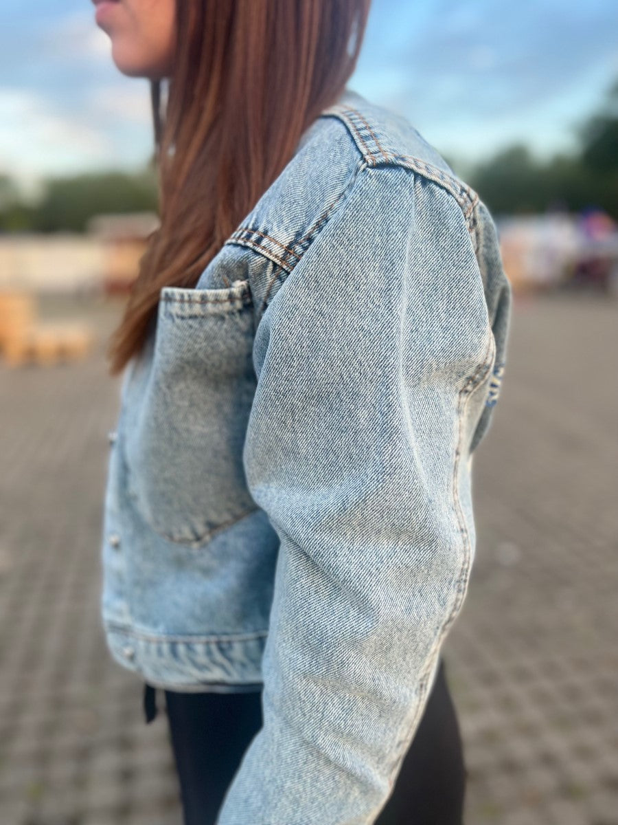 Deine Jeansjacke bei Bohia gestalten als Mandala hell blau