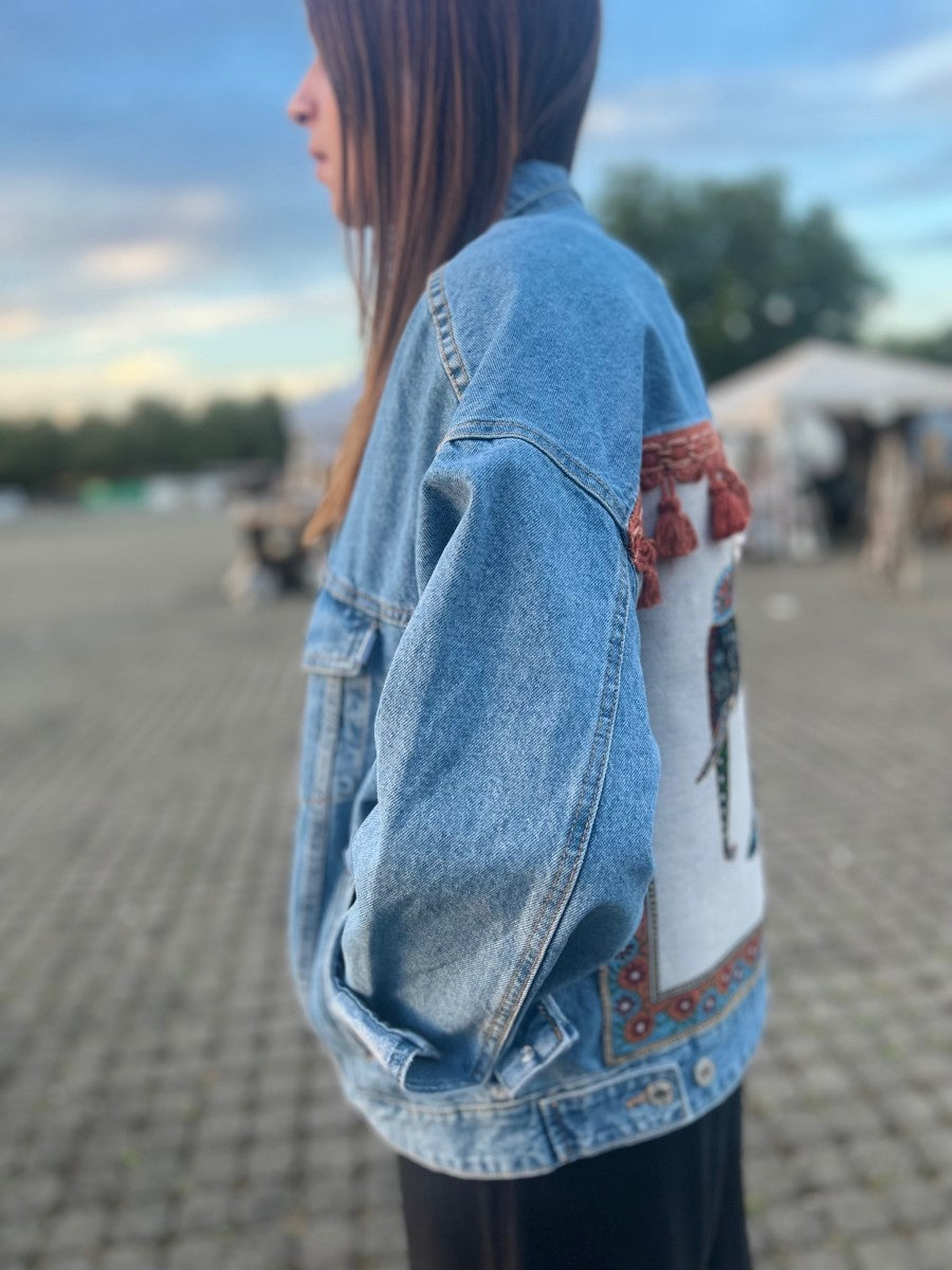 Deine Jeansjacke bei Bohia gestalten - Boho Elefant Jeansjacke Oversize