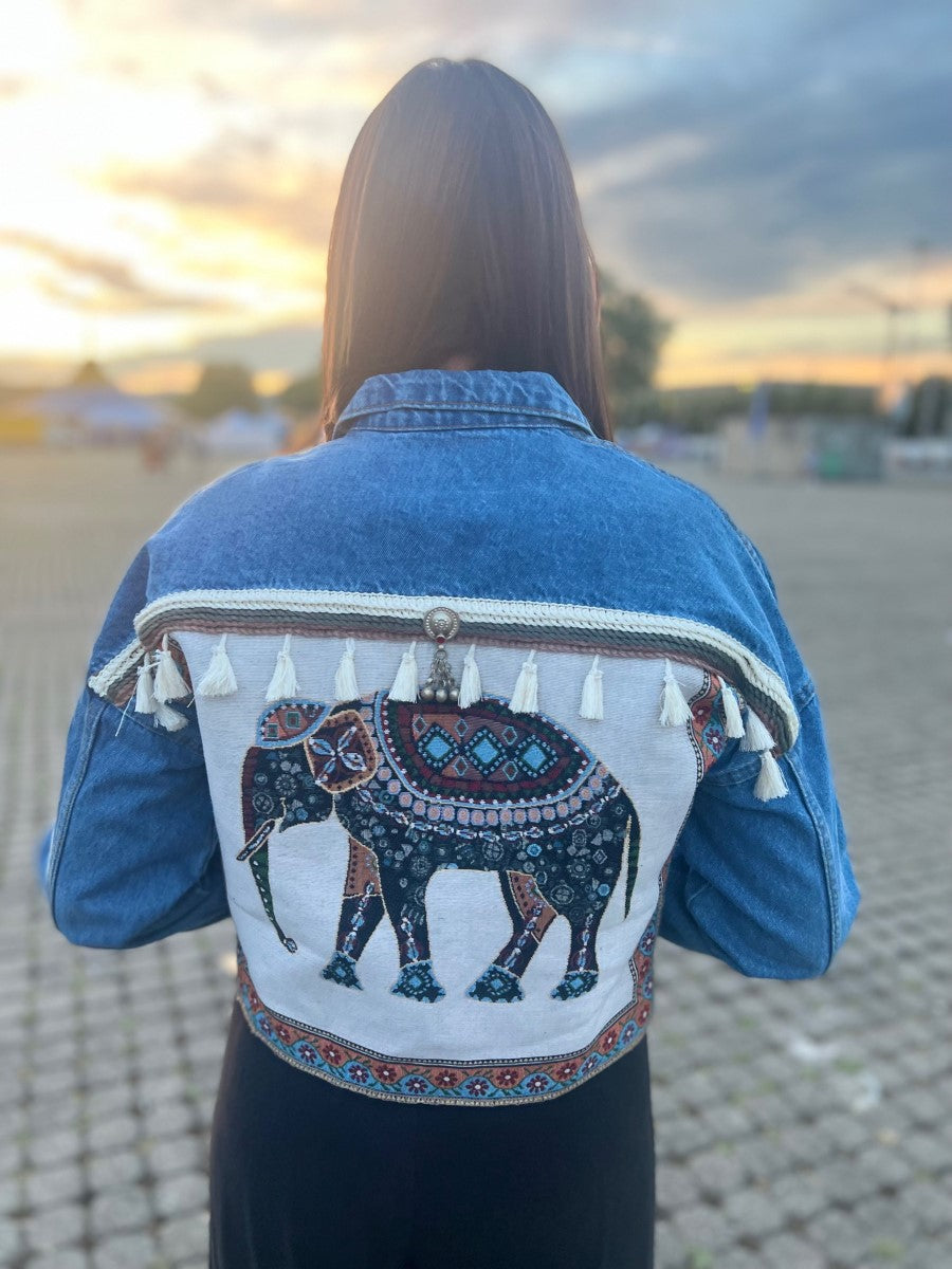Deine Jeansjacke bei Bohia gestalten - Dein Kraftiert Elefant