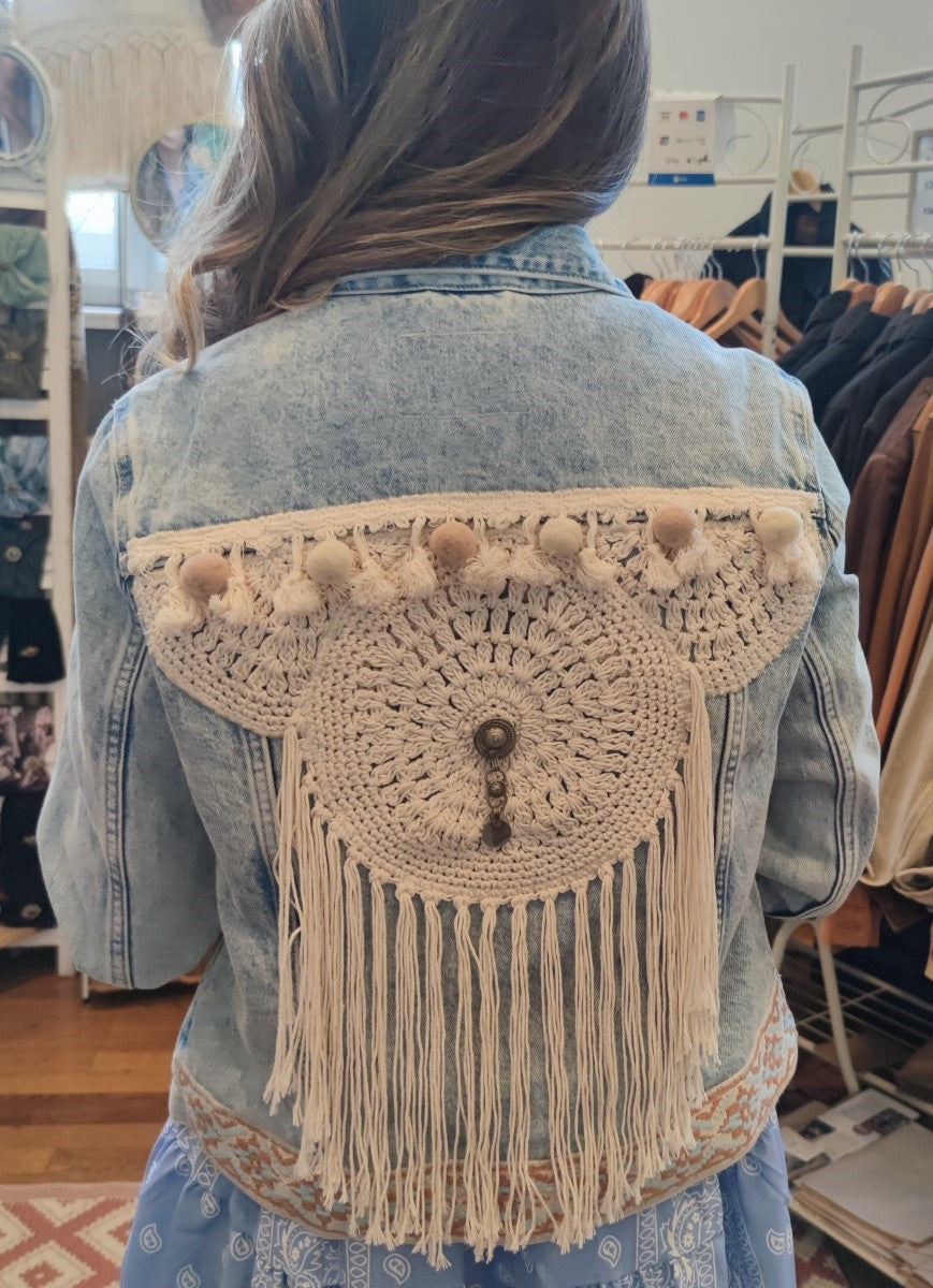Deine Jeansjacke bei uns gestalten als Ibiza Makramee creme