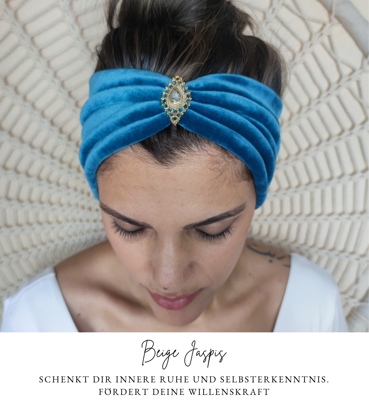 Boho Samt Haarbänder mit Edelsteinen verziert in 6 Farben - Love Yourself Kollektion