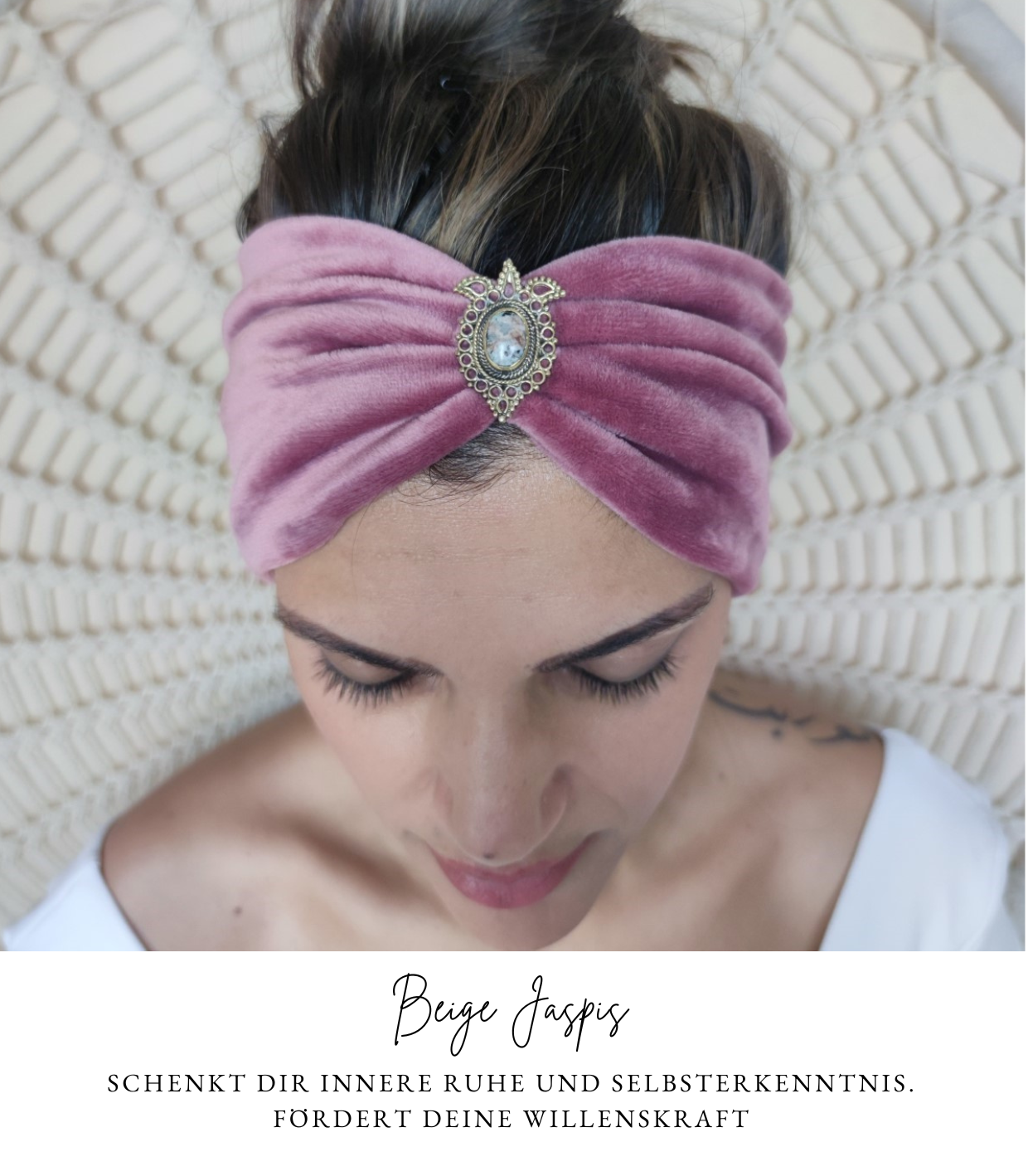 Boho Samt Haarbänder mit Edelsteinen verziert in 6 Farben - Love Yourself Kollektion