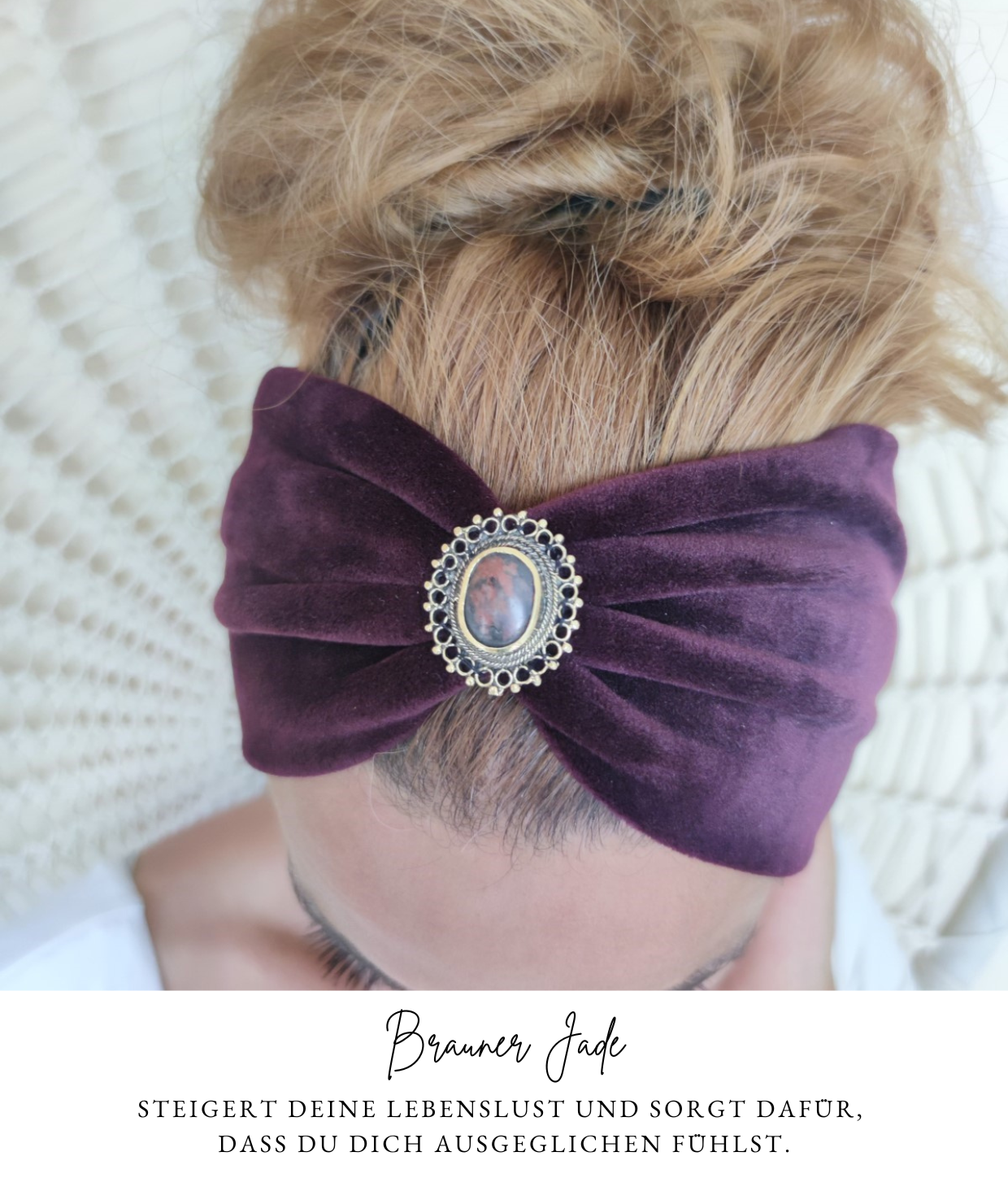 Boho Samt Haarbänder mit Edelsteinen verziert in 6 Farben - Love Yourself Kollektion