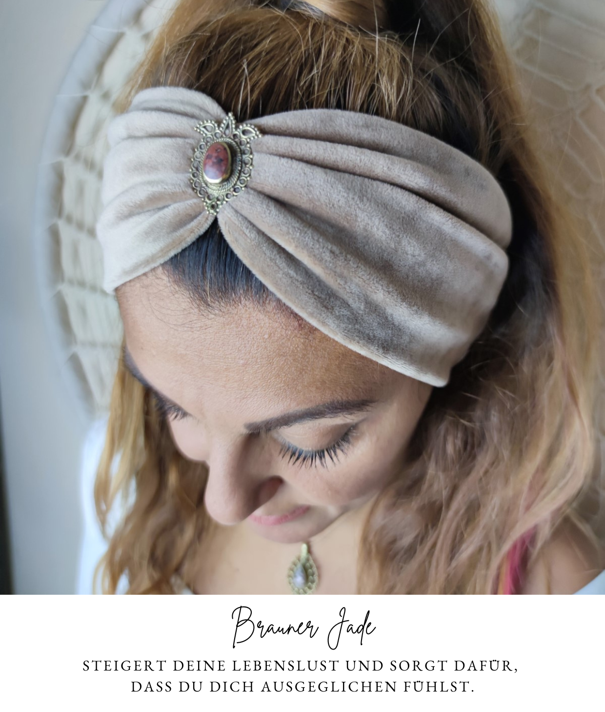 Boho Samt Haarbänder mit Edelsteinen verziert in 6 Farben - Love Yourself Kollektion