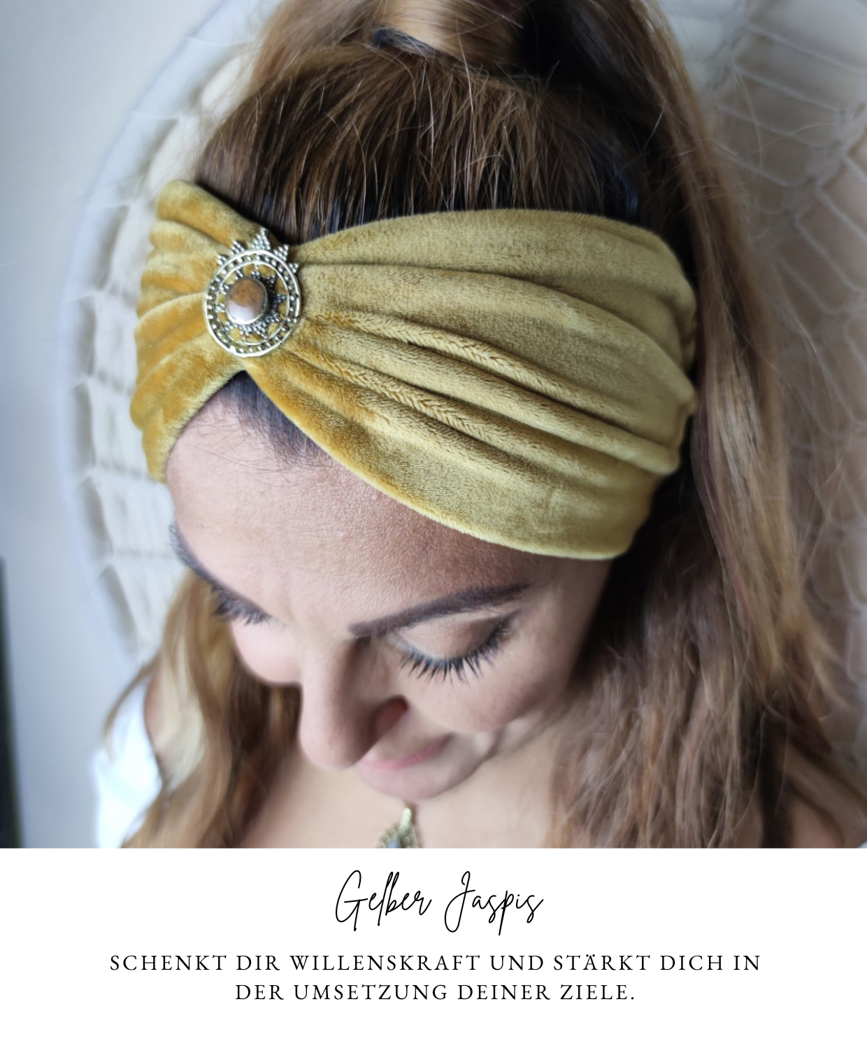 Boho Samt Haarbänder mit Edelsteinen verziert in 6 Farben - Love Yourself Kollektion