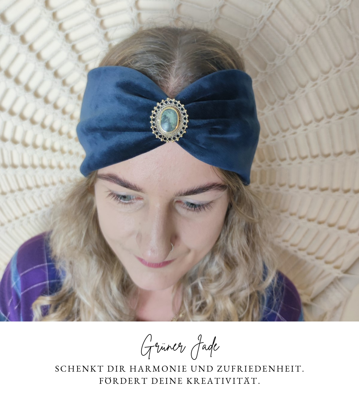 Boho Samt Haarbänder mit Edelsteinen verziert in 6 Farben - Love Yourself Kollektion