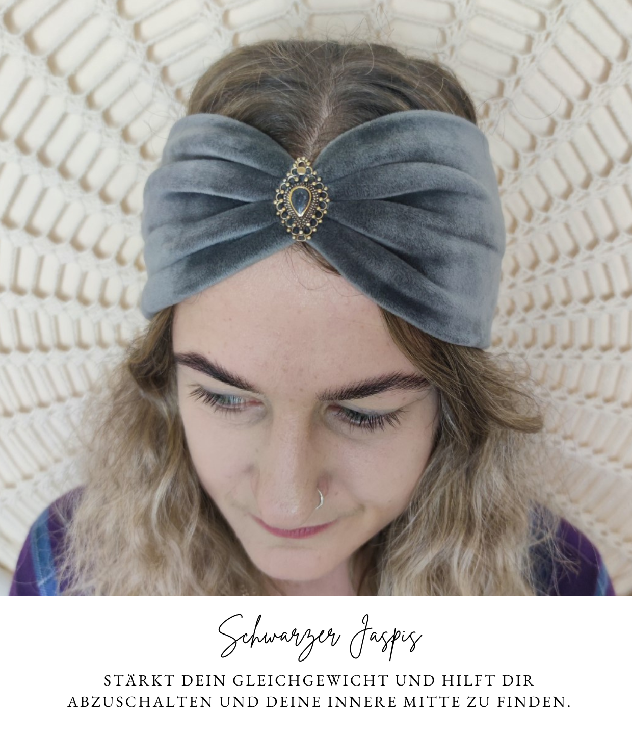 Boho Samt Haarbänder mit Edelsteinen verziert in 6 Farben - Love Yourself Kollektion
