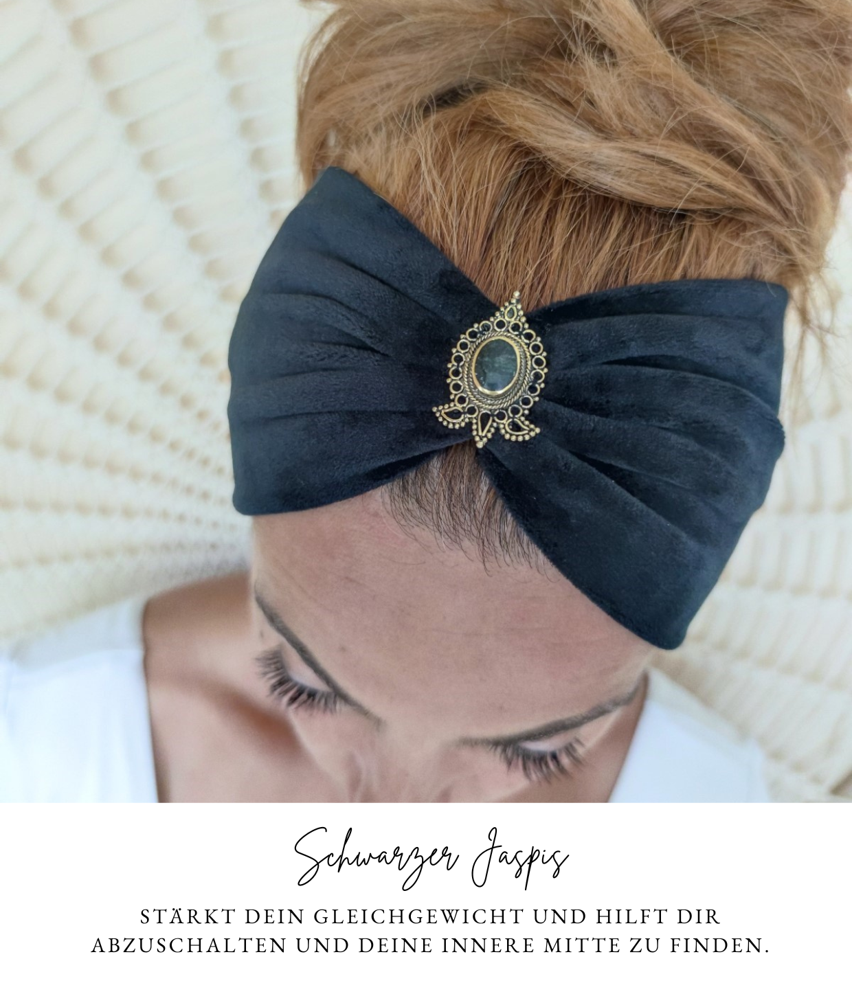 Boho Samt Haarbänder mit Edelsteinen verziert in 6 Farben - Love Yourself Kollektion