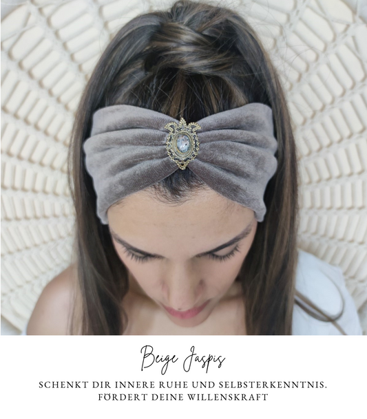 boho haarband, haarband, stirnband, turban, haarband mit stein, stirnband mit stein, haarband brosche, stirnband brosche, damen haarband, damen stirnband, stirnband edelstein, haarband edelstein, kopfschmuck, spiritueller schmuck, yoga schmuck, samt haarband