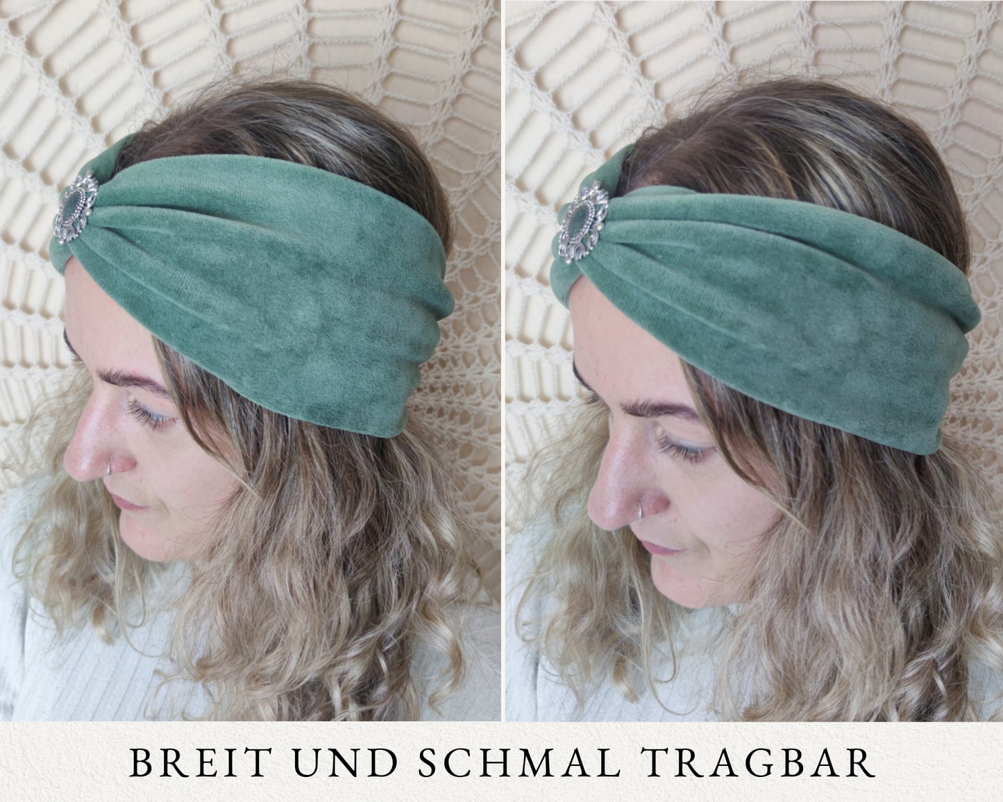 Boho Samt Haarbänder mit Edelsteinen verziert in 6 Farben - Love Yourself Kollektion