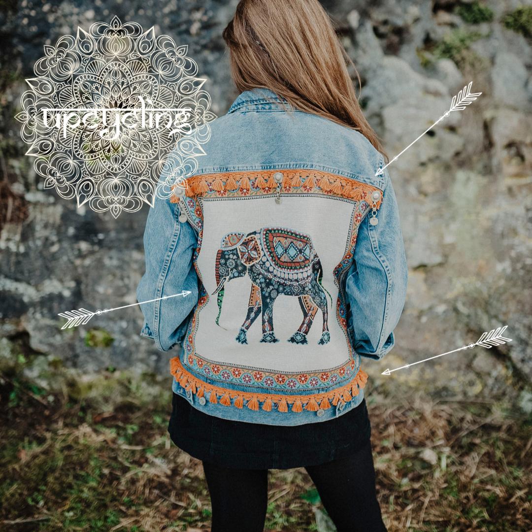 Upcycling mit DEINER Jeansjacke - Dein Elefant Krafttier