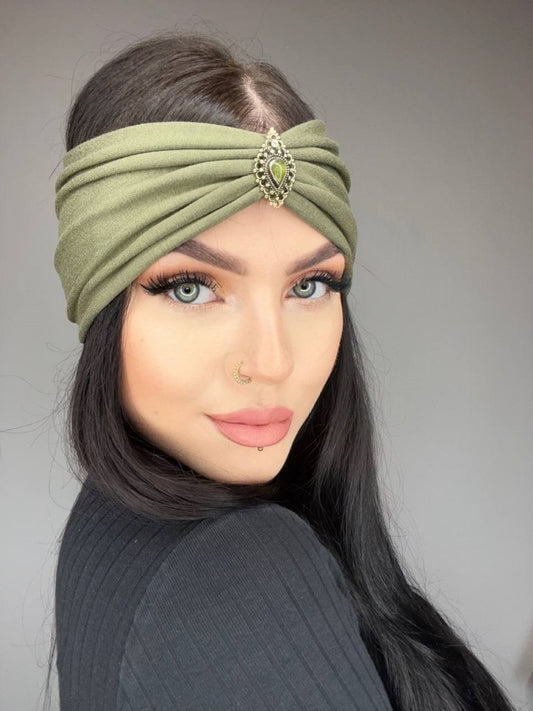 Jersey Haarband in hell Khaki