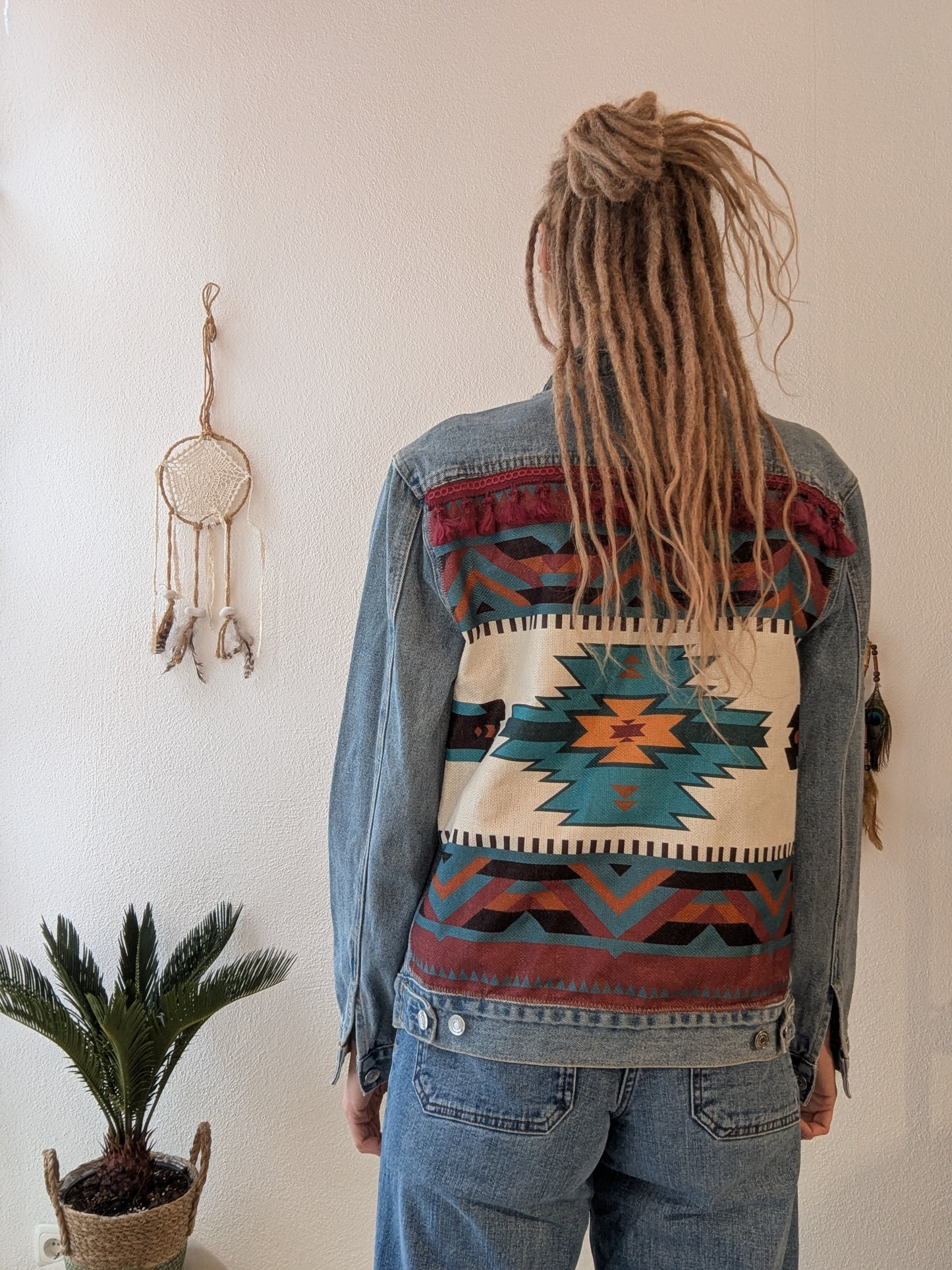 Vintage Jacke Boho Atztek Muster Gr. M