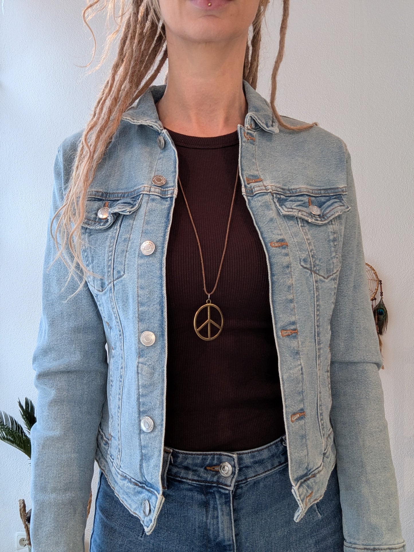 Vintage Jacke ägyptische Katzen Ankh-Kreuz Gr. XS