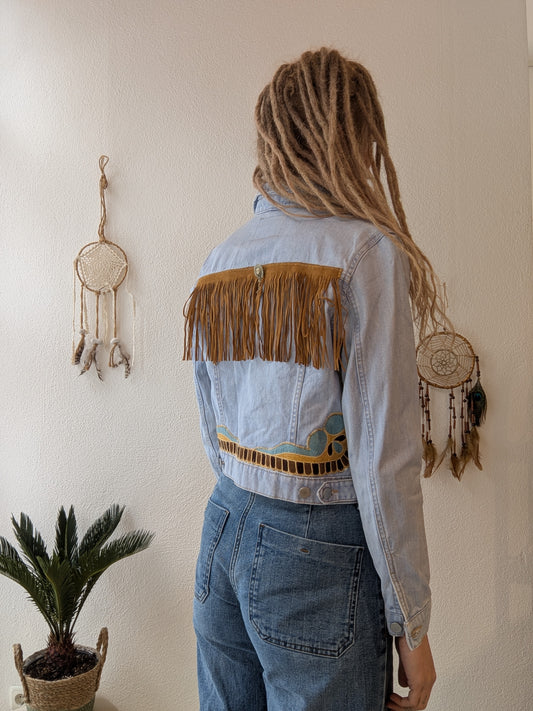Vintage Fransen Jeansjacke Boho Gr. XS
