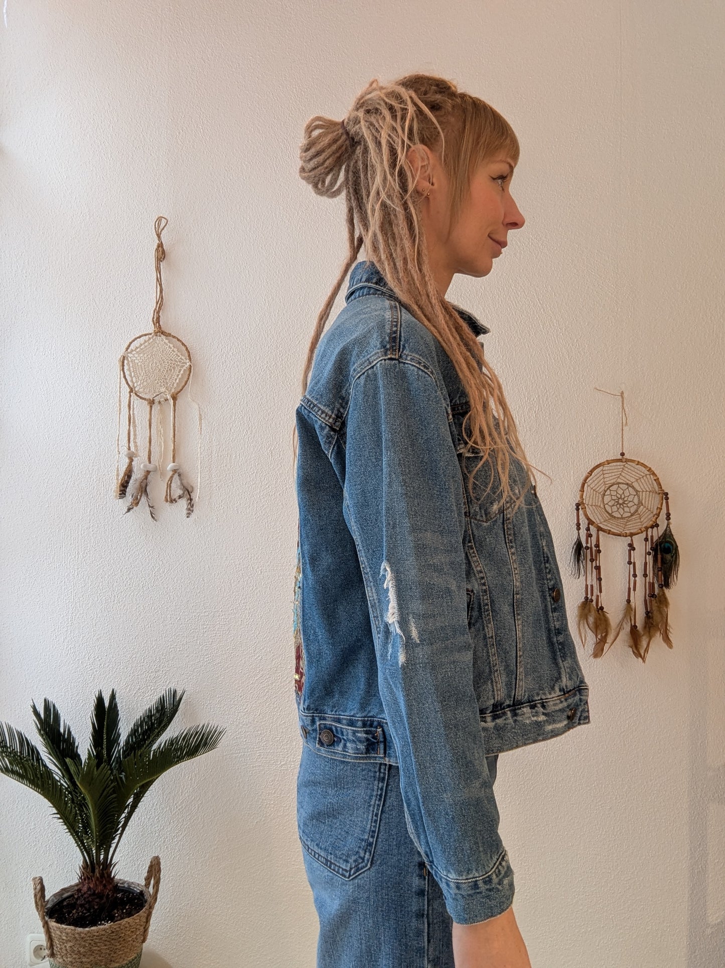 Vintage Jacke Boho Pailletten Hippie S/M