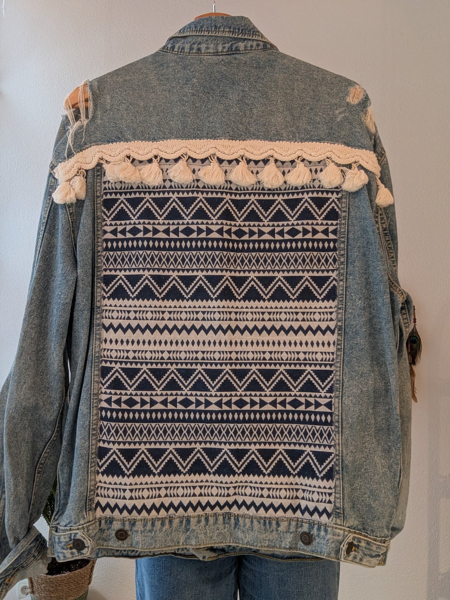 Vintage Jeans Jacke Boho Hippie Gr. M