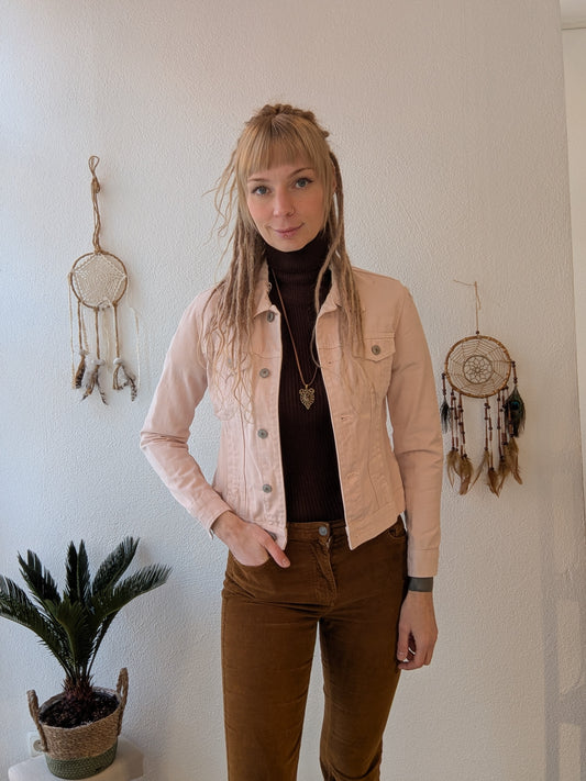 Vintage Fransen Jacke Blumenmuster Gr. XS