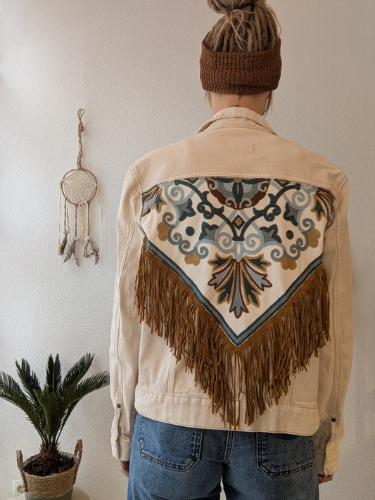 Vintage Jacke Boho Fransen Hippie Gr. M/L