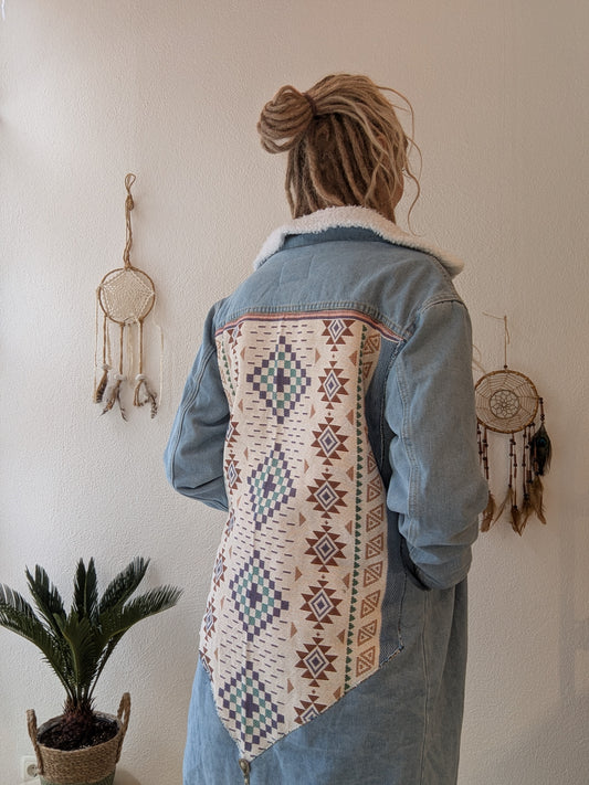 Vintage Mantel Boho Atztek Muster Hippie Gr. M