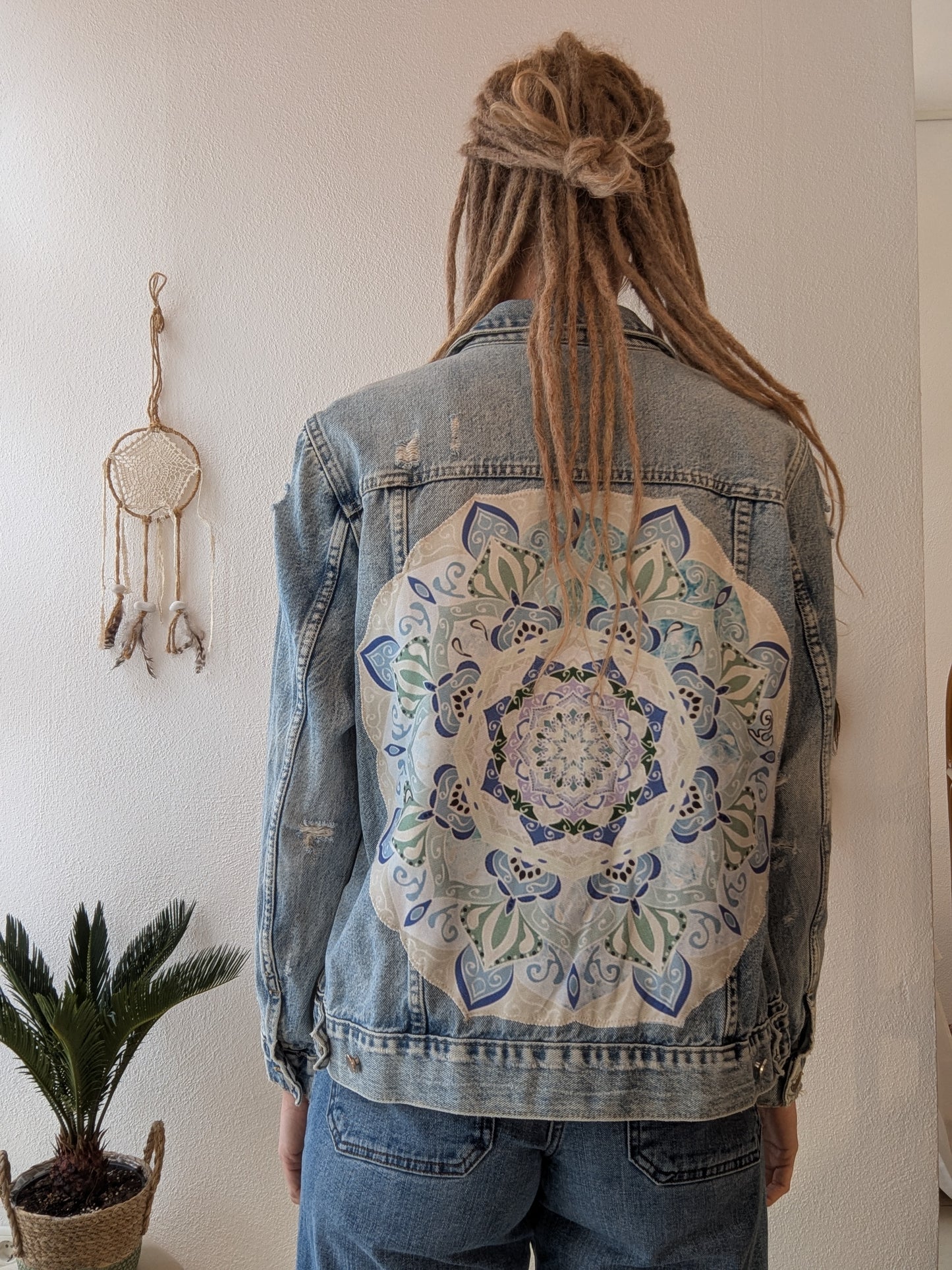 Vintage Jeansjacke Boho Mandala Gr. M/L