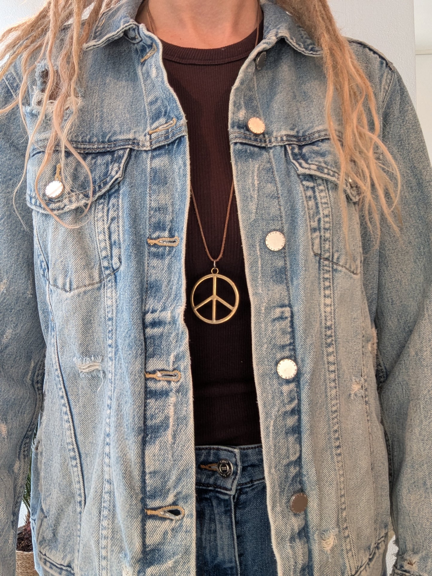 Vintage Jeansjacke Boho Mandala Gr. M/L