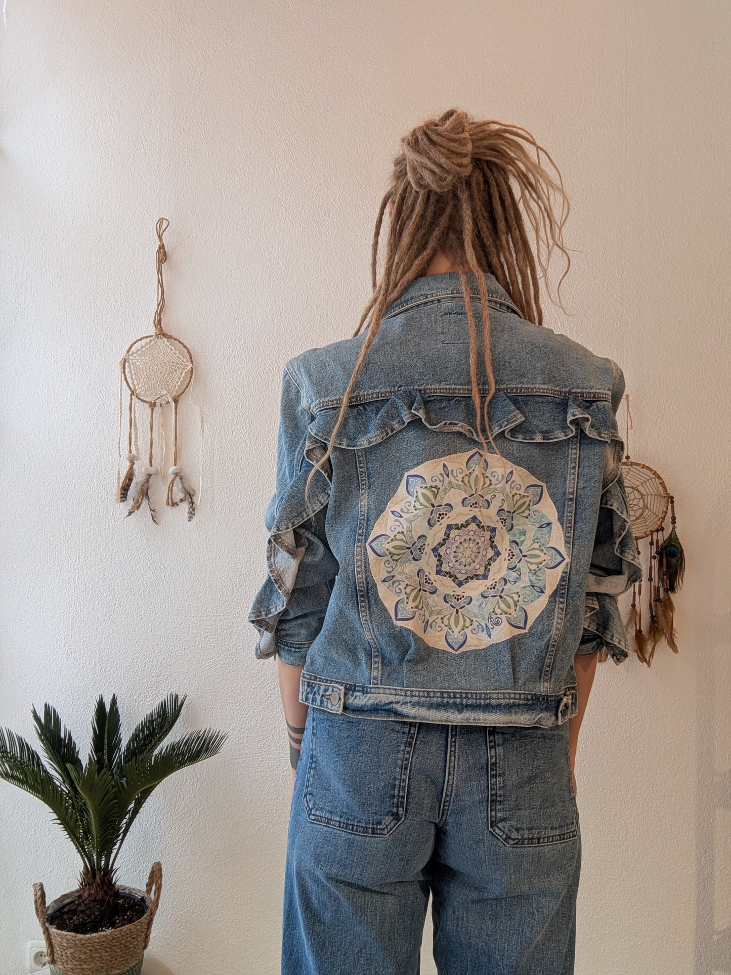 Vintage Jacke Boho Mandala Hippie Rüschen Gr. S