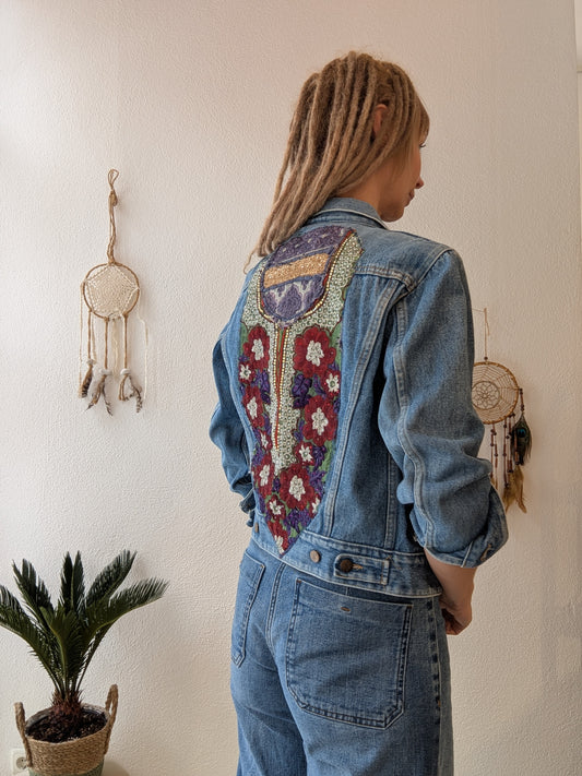 Vintage Jeansjacke Boho Ethno Gr. XS
