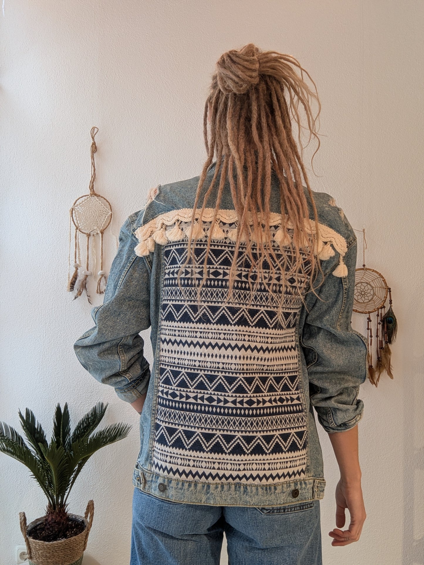 Vintage Jeans Jacke Boho Hippie Gr. M