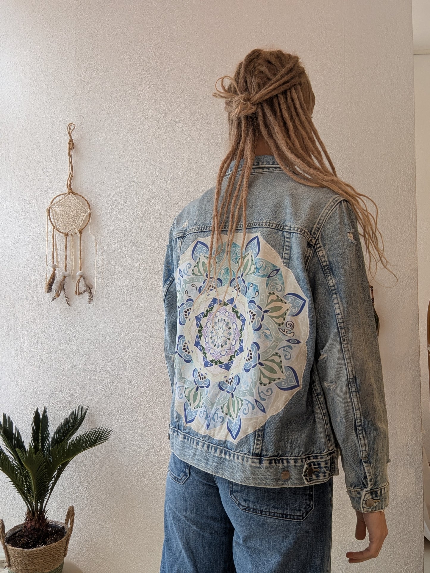 Vintage Jeansjacke Boho Mandala Gr. M/L