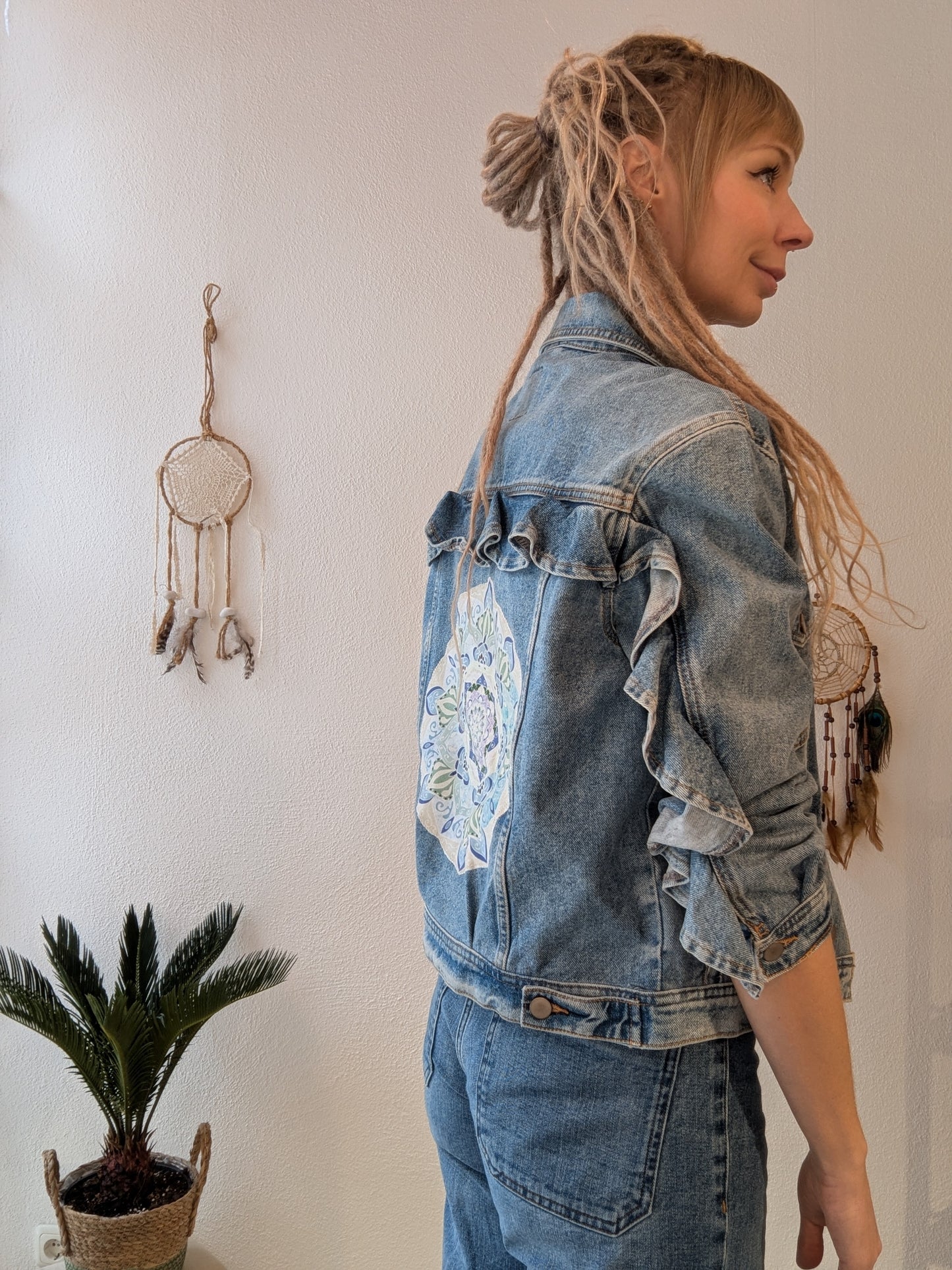 Vintage Jacke Boho Mandala Hippie Rüschen Gr. S